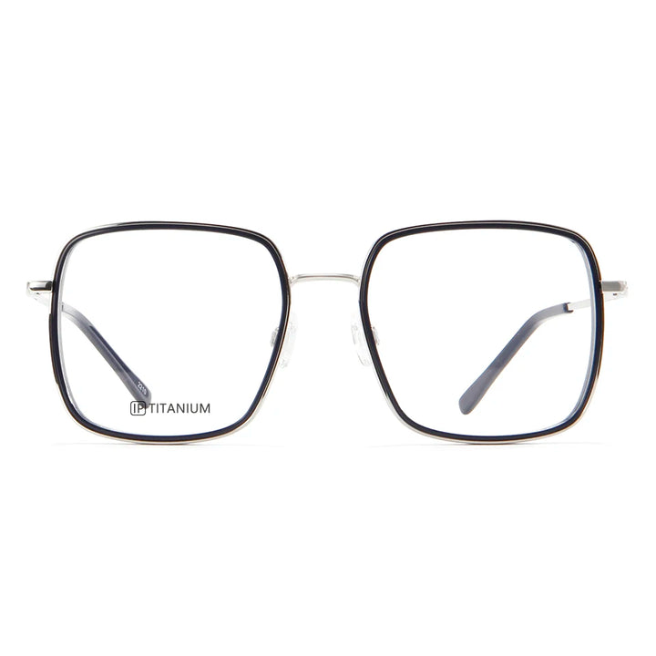 Esnbie Unisex Full Rim Square Titanium Acetate Eyeglasses 22030 Full Rim Esnbie   