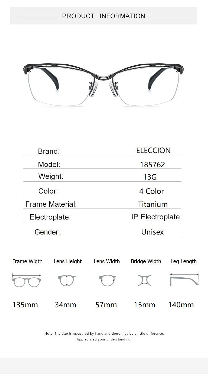 Eleccion Women's Semi Rim Brow Line Titanium Eyeglasses 185762 Semi Rim Eleccion