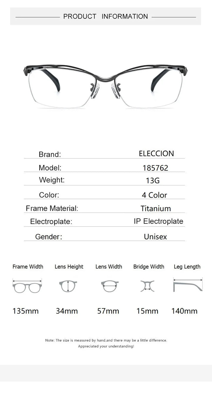 Eleccion Women's Semi Rim Brow Line Titanium Eyeglasses 185762 Semi Rim Eleccion