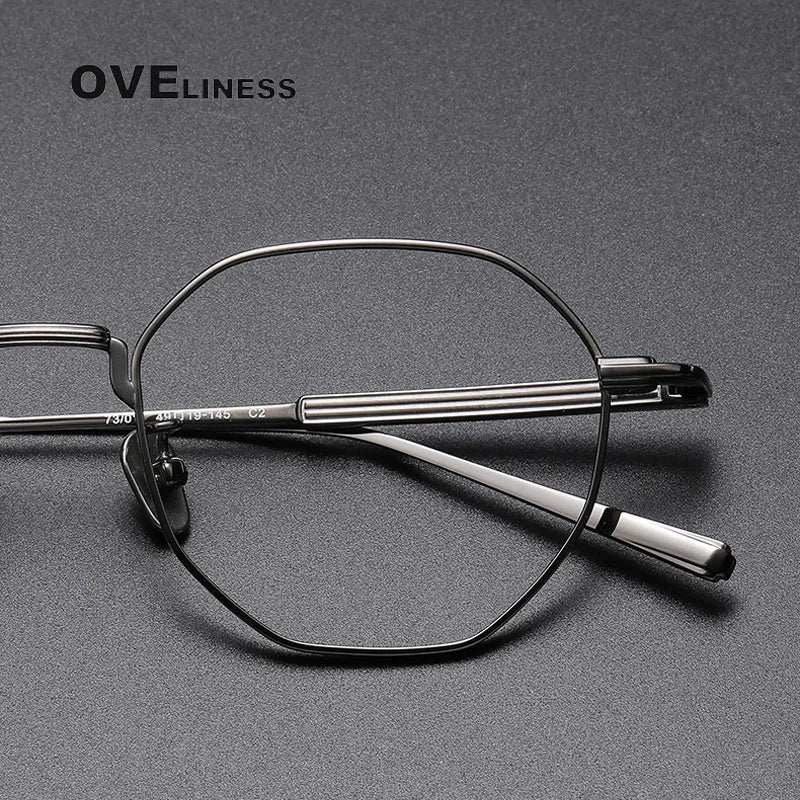 Oveliness Unisex Full Rim Irregular Oval Titanium Eyeglasses O7301 Full Rim Oveliness   