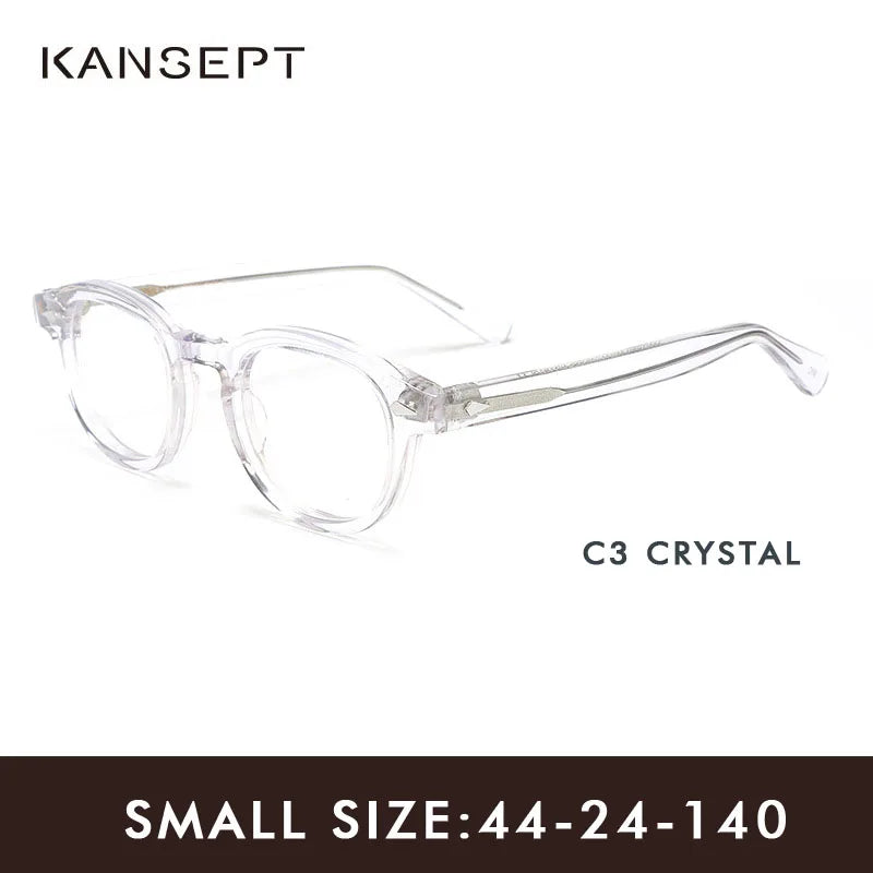 Kansept Unisex Full Rim Round Thick Acetate Eyeglasses 24145 Full Rim Kansept Crystal-44 CHINA 