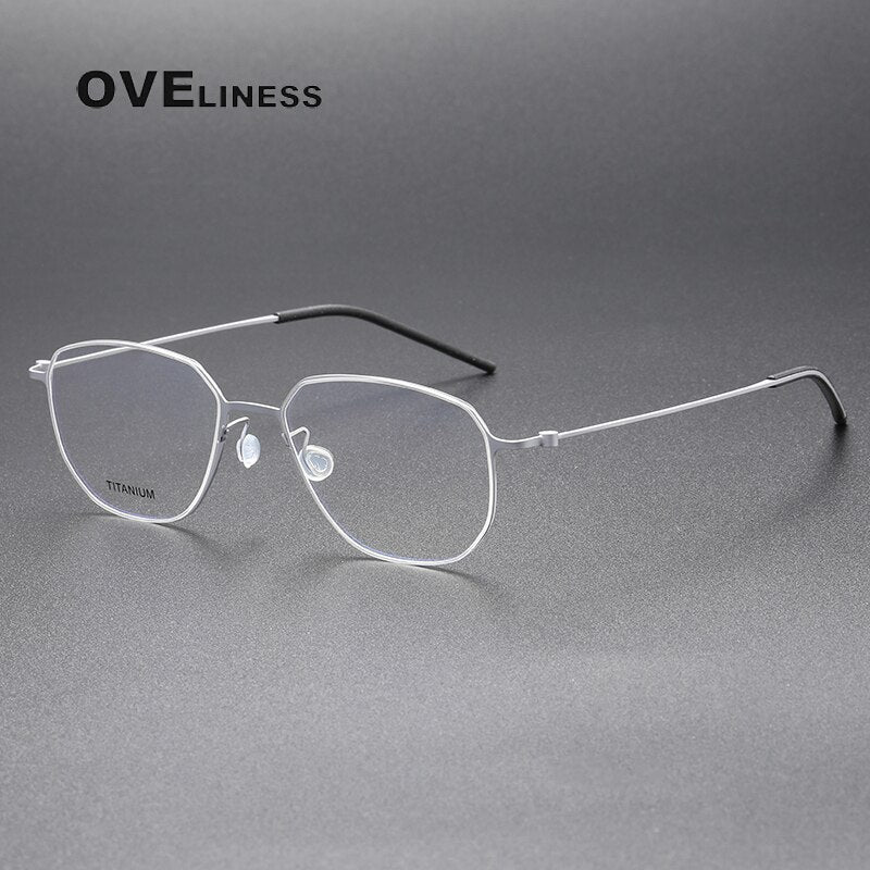 Oveliness Unisex Full Rim Square Screwless Titanium Eyeglasses 5505 Full Rim Oveliness silver  