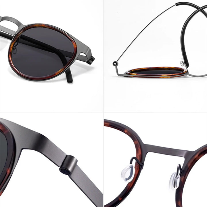 Blackmask Unisex Full Rim Round Titanium Polarized Sunglasses BM-9704S