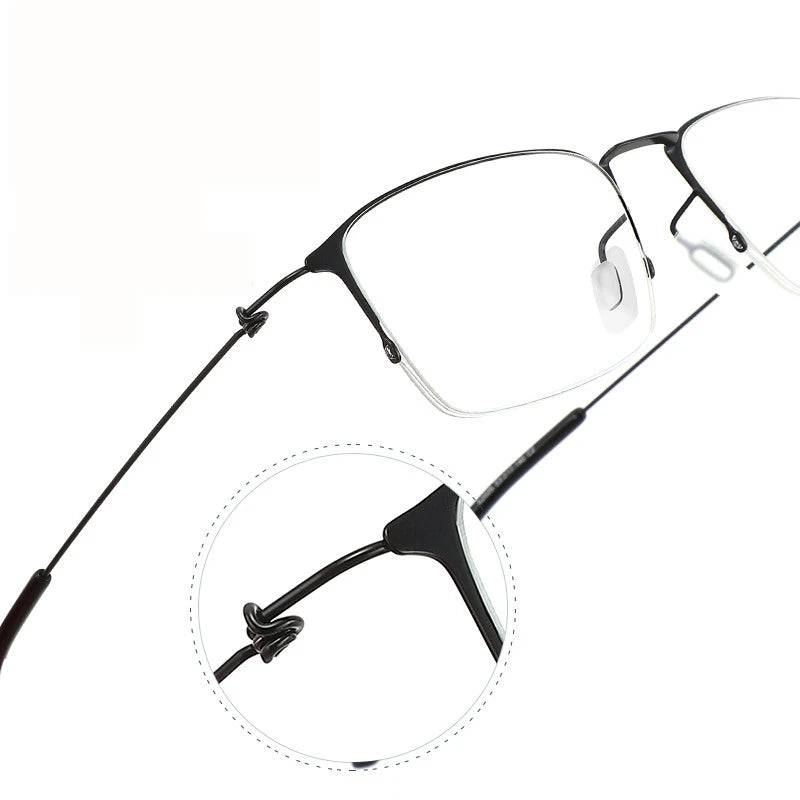 Blackmask Unisex Semi Rim Square Titanium Eyeglasses BM-X8203