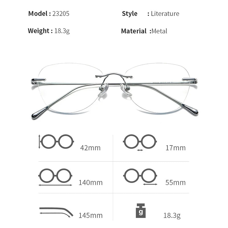 KatKani Unisex Rimless Oval Titanium Eyeglasses 23205 Rimless KatKani Eyeglasses   