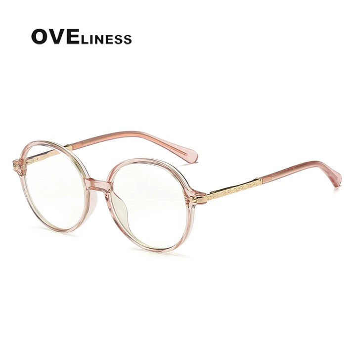 Oveliness Unisex Youth's Full Rim Round Tr 90 Alloy Eyeglasses  20201 Full Rim Oveliness pink  