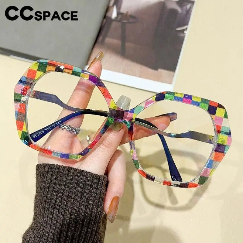 CCspace Women's Full Rim Large Polygon Plastic Eyeglasses 57426 Full Rim CCspace   