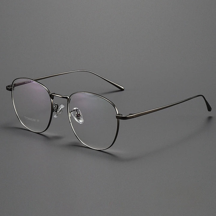 Yimaruili Unisex Full Rim Square Titanium Alloy Eyeglasses Y01052 Full Rim Yimaruili Eyeglasses Gun  