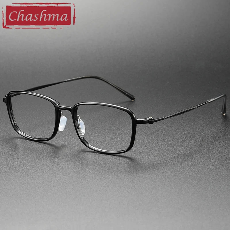 Chashma Unisex Full Rim Square Ultem Titanium Eyeglasses 8632 Full Rim Chashma Black  