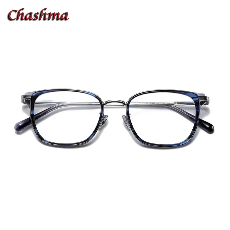 Chashma Ochki  Unisex Full Rim Square Titanium Acetate Eyeglasses 0634 Full Rim Chashma Ochki   