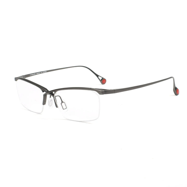 Muzz Women's Semi Rim Square Brow Line Titanium Eyeglasses 59222