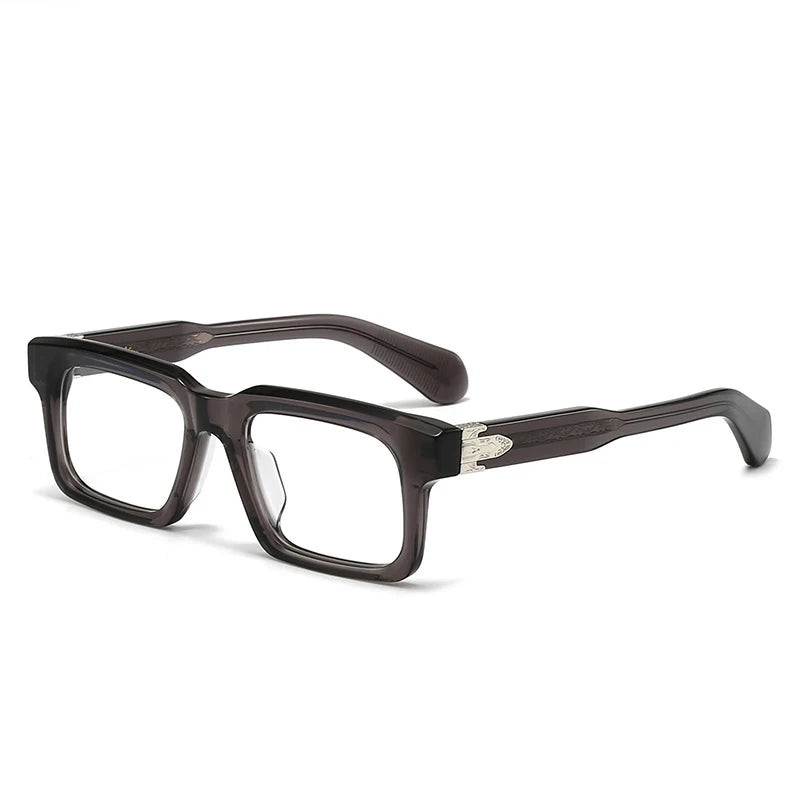 Black Mask Unisex Full Rim Square Thick Acetate Eyeglasses 30212 Full Rim Black Mask Gray  