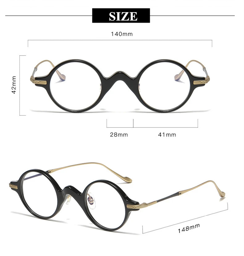 Black Mask Unisex Full Rim Round Titanium Acetate Eyeglasses 95950 Full Rim Black Mask