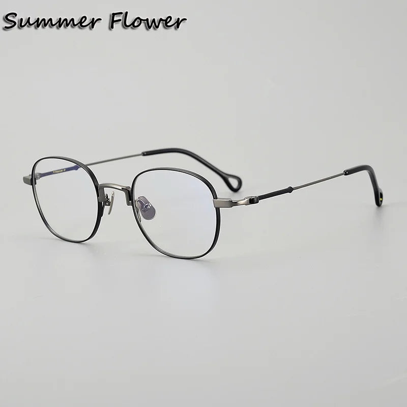Summer Flower Unisex Full Rim Round Square Titanium Eyeglasses 20469