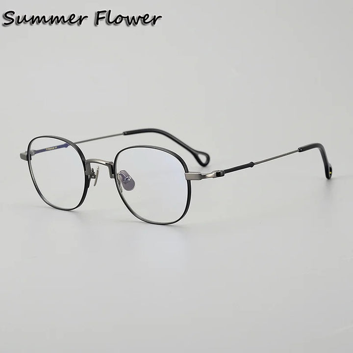 Summer Flower Unisex Full Rim Round Square Titanium Eyeglasses 20469