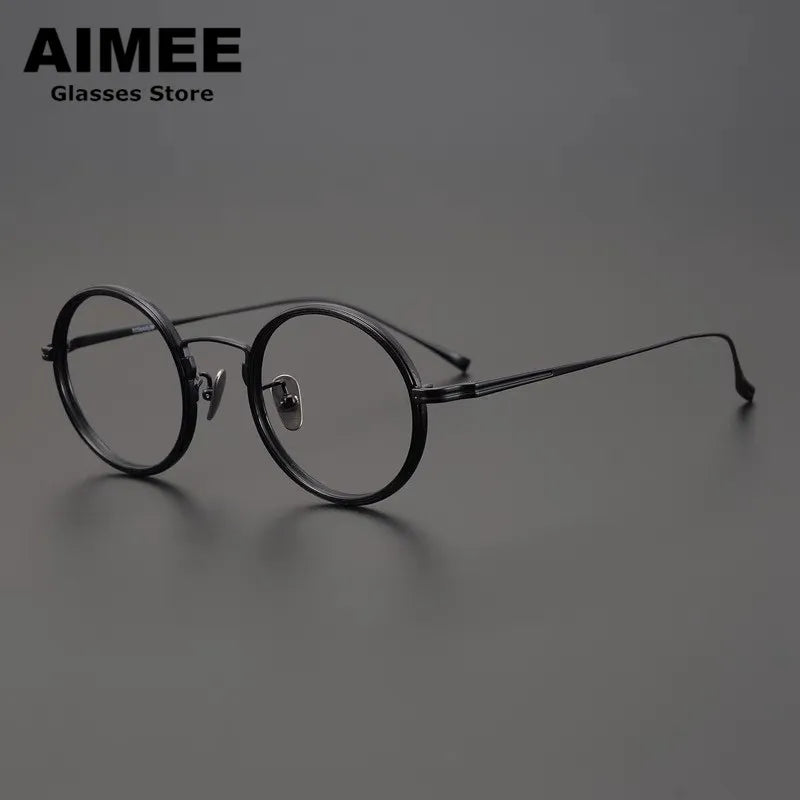 Aimee Unisex Full Rim Round Titanium Eyeglasses 81061 Full Rim Aimee