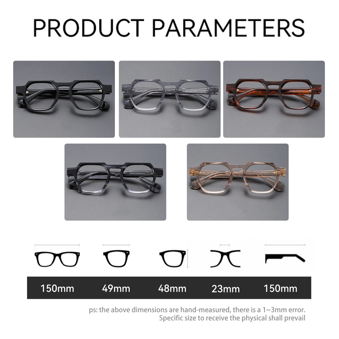 Vicky Men's Full Rim Big Flat Top Oval Acetate Alloy Reading Glasses 755009