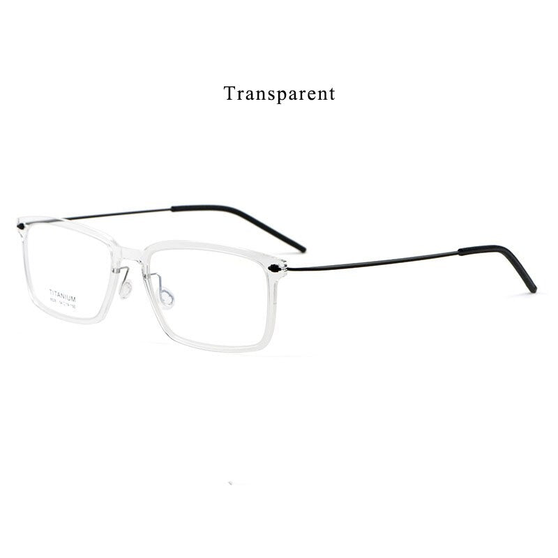 Hdcrafter Men's Full Rim Square Screwless Titanium Eyeglasses 6528hs Full Rim Hdcrafter Eyeglasses Transparent  