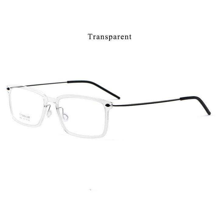 Hdcrafter Men's Full Rim Square Screwless Titanium Eyeglasses 6528hs Full Rim Hdcrafter Eyeglasses Transparent  