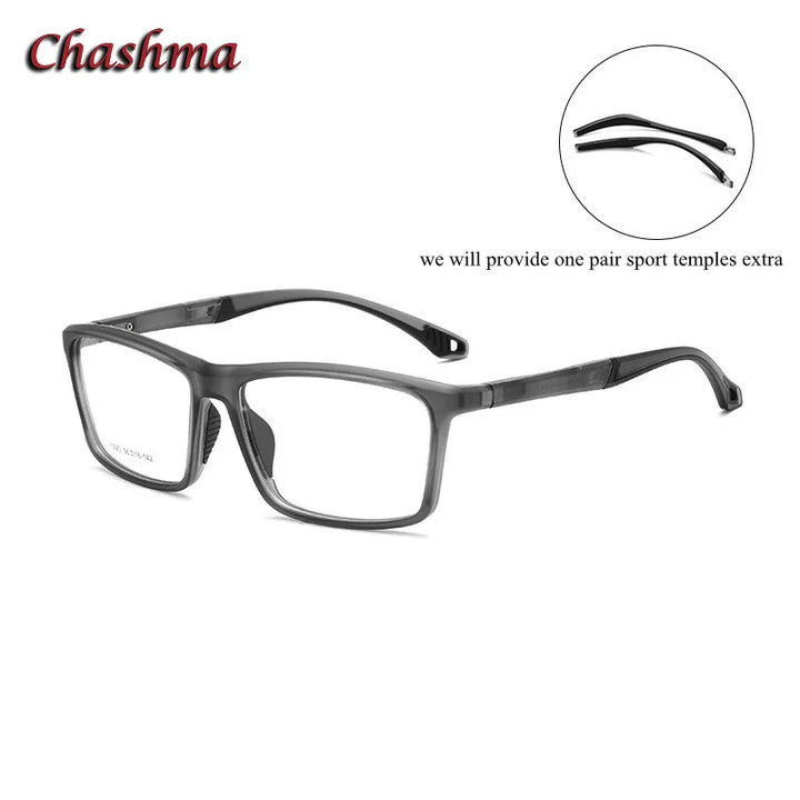 Chashma Ochki Men's Full Rim Square Tr 90 Sport Eyeglasses 1220 Full Rim Chashma Ochki Gray  