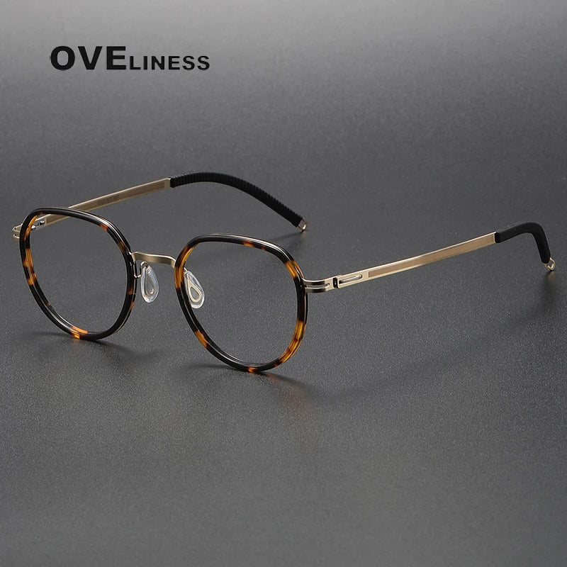 Oveliness Women's Full Rim Oval Acetate Titanium Eyeglasses 820319