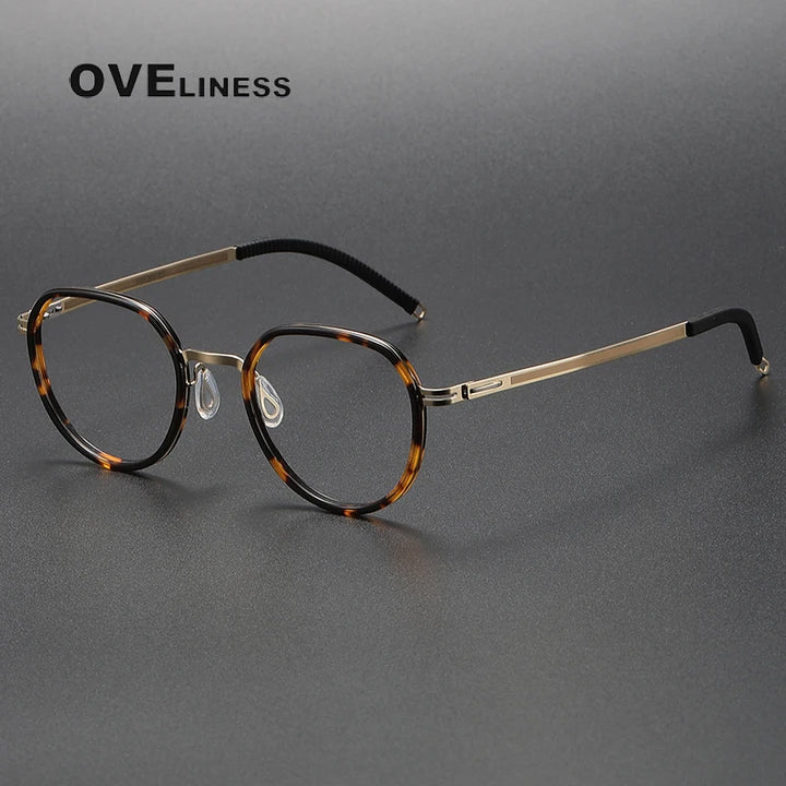Oveliness Women's Full Rim Oval Acetate Titanium Eyeglasses 820319