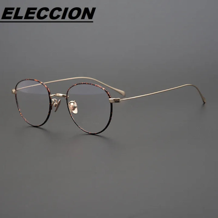 Eleccion Unisex Full Rim Round Oval Titanium Eyeglasses 41905 Full Rim Eleccion Tortoises