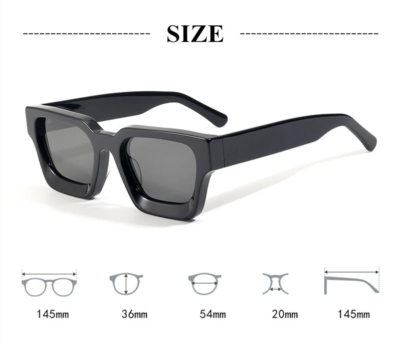 Black Mask Men's Full Rim Flat Top Square Acetate Sunglasses 441439