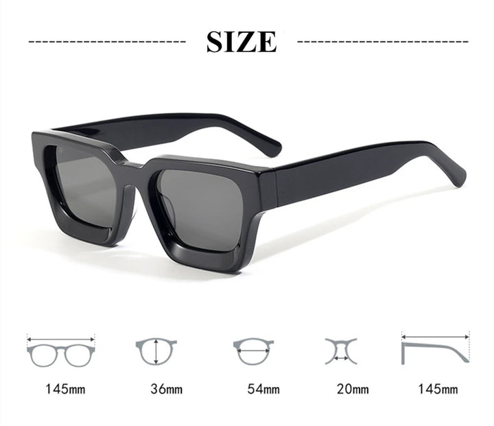 Black Mask Men's Full Rim Flat Top Square Acetate Sunglasses 441439