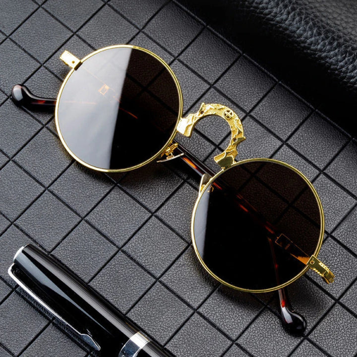 Aoxue Unisex Full Rim Round Copper Sunglasses 6054 Sunglasses Aoxue   