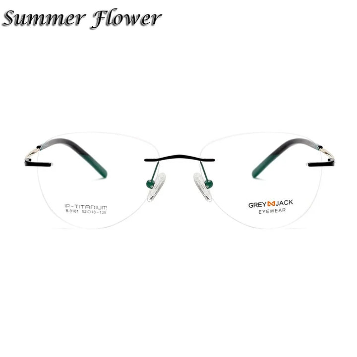 Summer Flower Women's Rimless Oval Round Steel Eyeglasses 91811