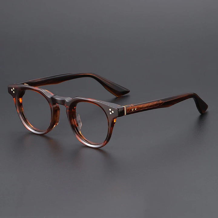 Black Mask Unisex Full Rim Round Brow Line Acetate Eyeglasses 655008