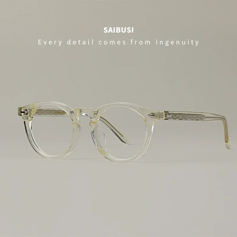 Hewei Unisex Full Rim Round Acetate Eyeglasses 1505 Full Rim Hewei yellow  