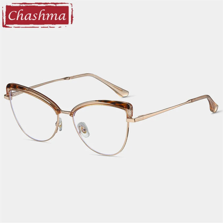 Chashma Ottica Women's Full Rim Cat Eye Tr 90 Alloy Eyeglasses 87274 Full Rim Chashma Ottica Champagne  