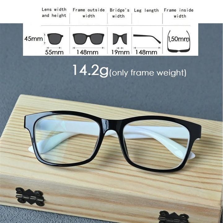 Cubojue Unisex Full Rim Square Tr 90 Titanium Reading Glasses 14819 Reading Glasses Cubojue