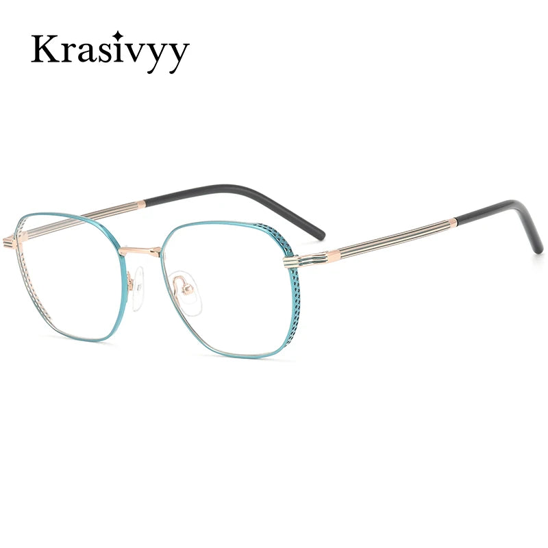 Krasivyy Women's Full Rim Flat Top Square Titanium Eyeglasses 16023 Full Rim Krasivyy