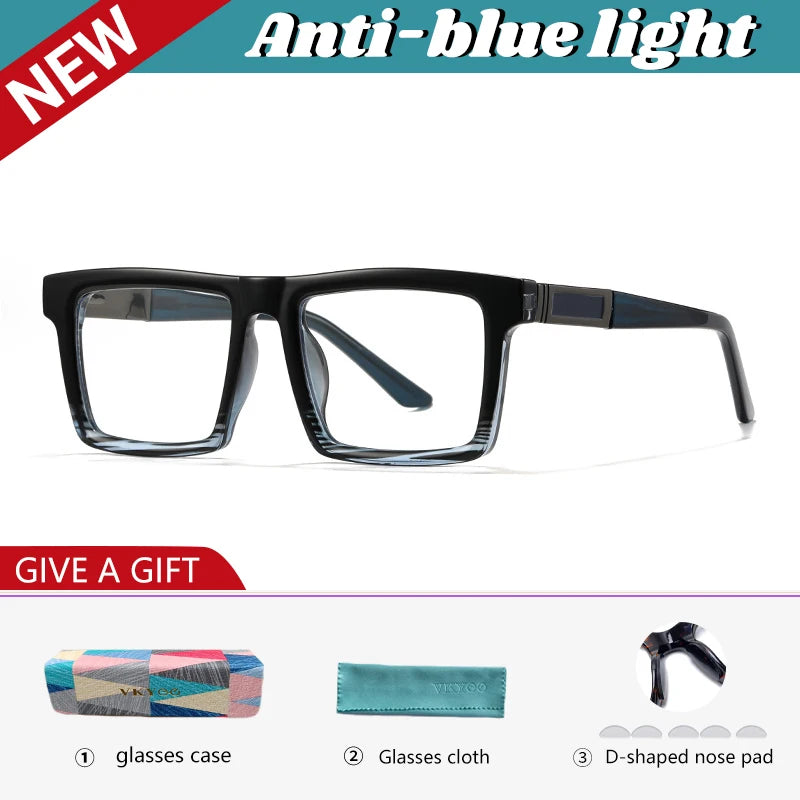 Vicky Men's Full Rim Square Brow Line Tr 90 Alloy Reading Glasses 360034