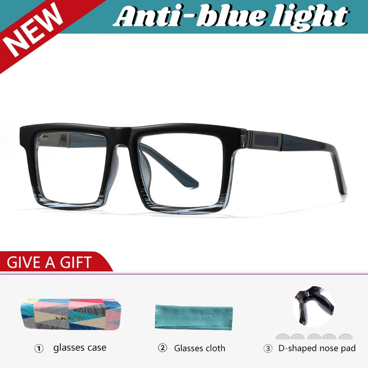 Vicky Men's Full Rim Square Brow Line Tr 90 Alloy Reading Glasses 360034