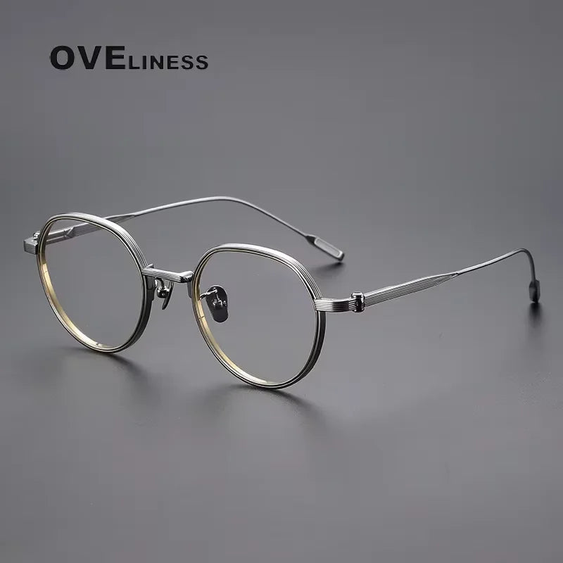 Oveliness Unisex Full Rim Flat Top Oval Titanium Eyeglasses 64261