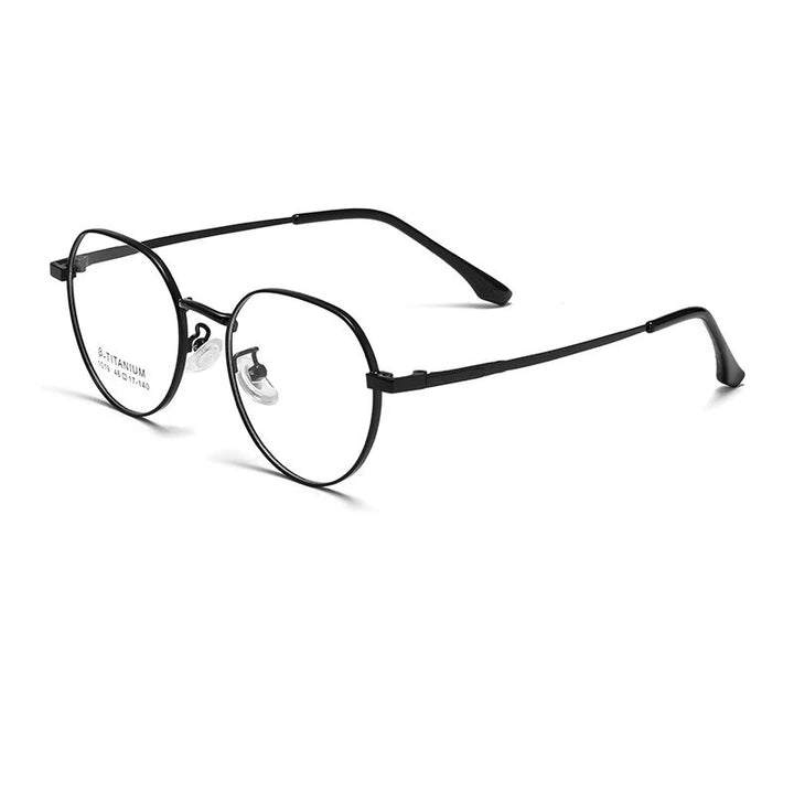 KatKani Unisex Full Rim Small Round Titanium Eyeglasses 1019th Full Rim KatKani Eyeglasses Black  