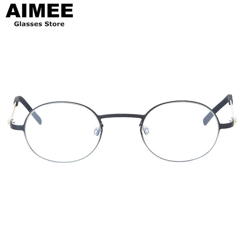 Aimee Women's Full Rim Oval Round Screwless Titanium Eyeglasses 198806