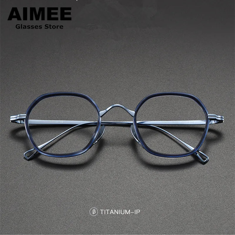 Aimee Unisex Full Rim Polygon Square Titanium Acetate Eyeglasses 80873 Full Rim Aimee   