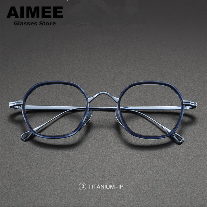 Aimee Unisex Full Rim Polygon Square Titanium Acetate Eyeglasses 80873 Full Rim Aimee   