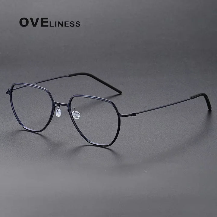 Oveliness Unisex Full Rim Square Polygon Titanium Eyeglasses 45527