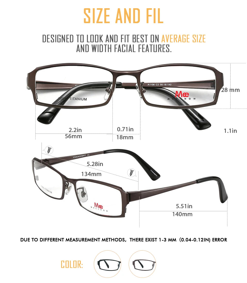 Meeshow Women's Full Rim Square Titanium Reading Glasses 71108