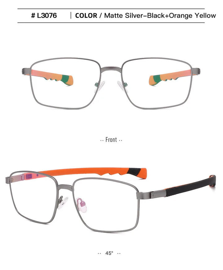 Handoer Unisex Full Rim Square Alloy Acetate Eyeglasses H3076 Full Rim Handoer ORANGE  