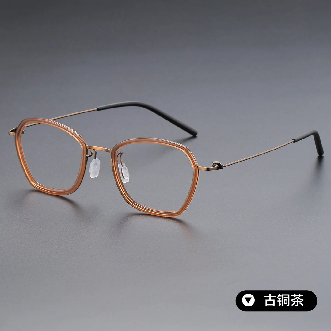 Bclear Unisex Full Rim Polygon Oval Acetate Titanium Eyeglasses 639851