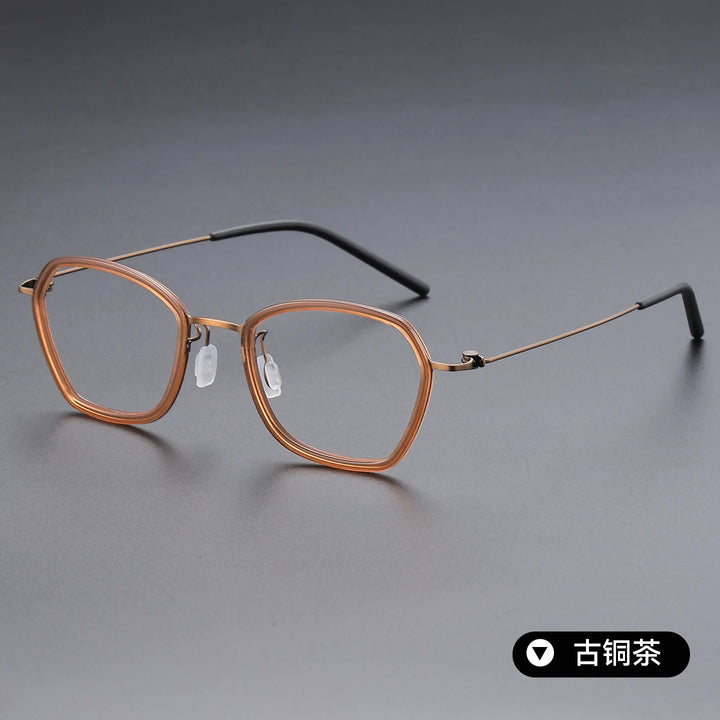 Bclear Unisex Full Rim Polygon Oval Acetate Titanium Eyeglasses 639851