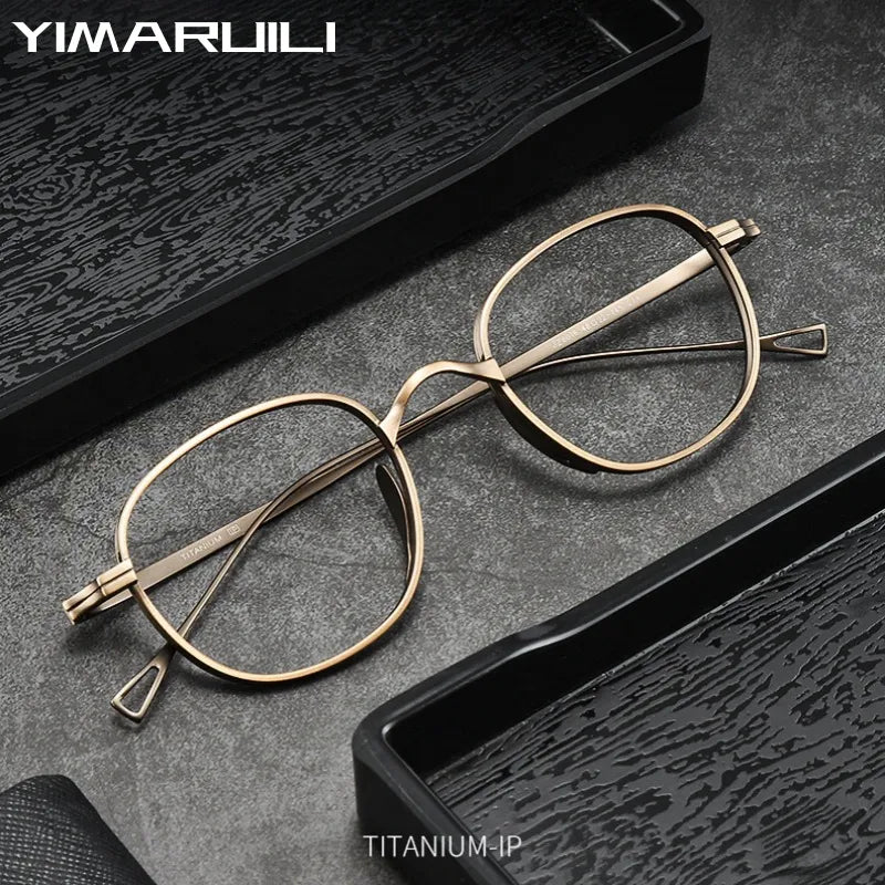 Yimaruili Unisex Full Rim Round Titanium Alloy Eyeglasses 8016 Full Rim Yimaruili Eyeglasses   