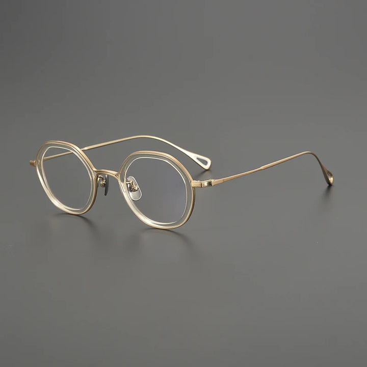 Gatenac Women's Full Rim Flat Top Round Acetate Titanium Eyeglasses G1584